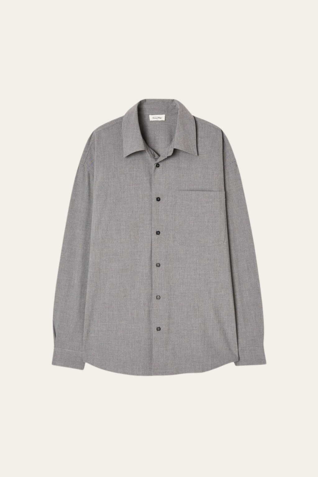 Grey KABIRD shirt by Prestige Market, shown in a close-up image highlighting the fabric and fit.
