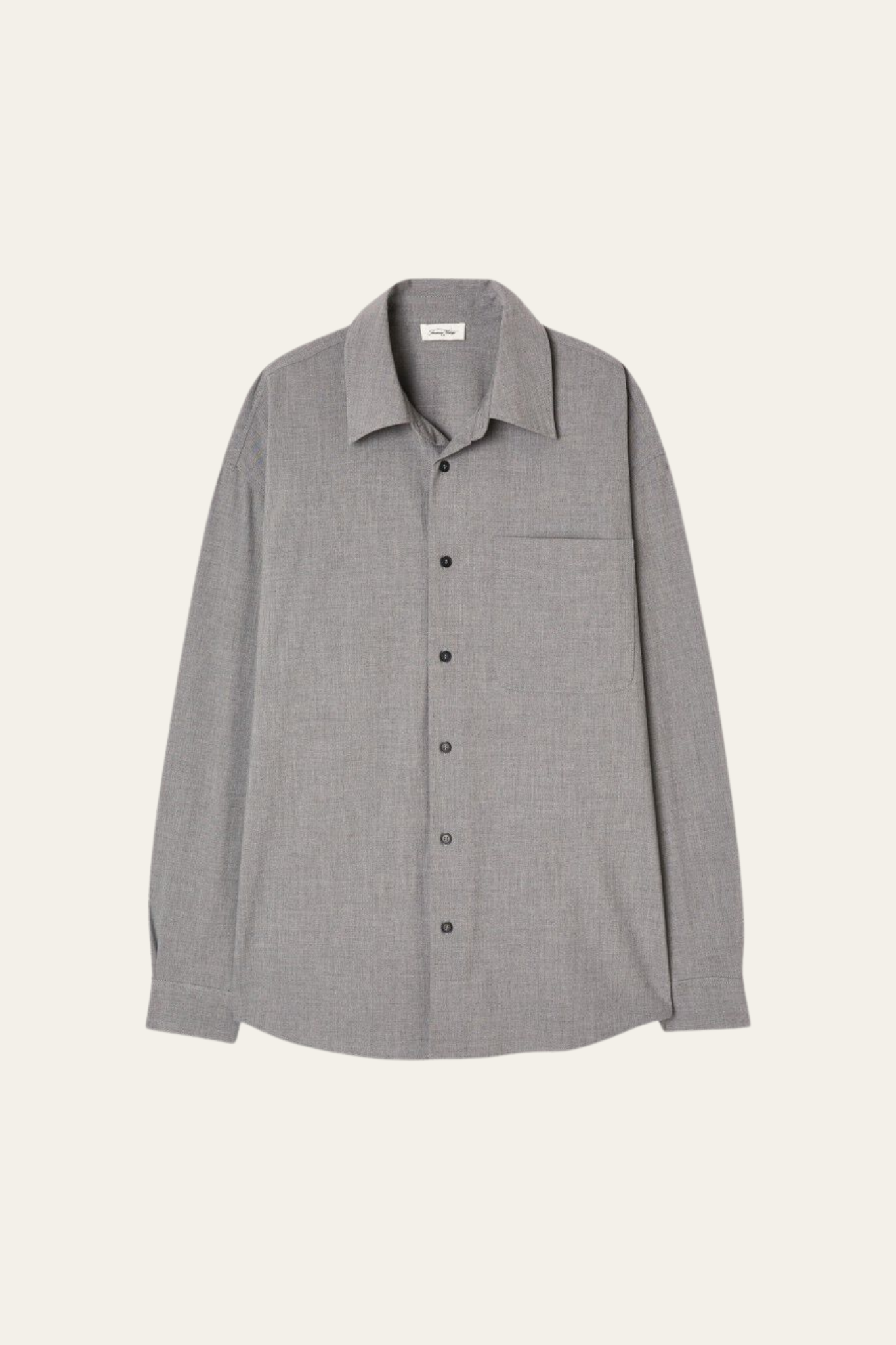 Grey KABIRD shirt by Prestige Market, shown in a close-up image highlighting the fabric and fit.